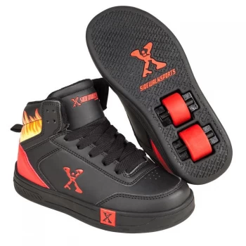 Image of Sidewalk Sport Hi Top Childrens Skate Shoes - Black/Red
