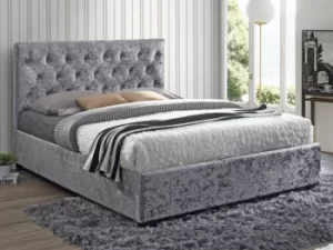 Image of Birlea Cologne 5ft King Size Steel Crushed Velvet Glitz Upholstered Fabric Bed Frame