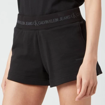 Image of Calvin Klein Jeans Womens Logo Trim Knit Shorts - CK Black - S