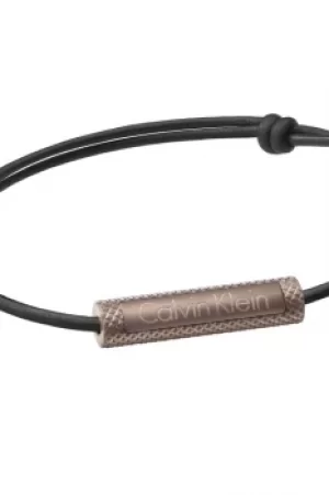 Image of Ladies Calvin Klein Rose Gold Plated Small Tube Leather Bracelet Size S KJ7LBB19010S