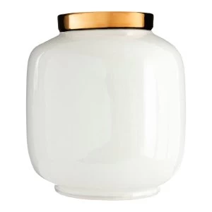 Image of Premier Housewares Stellar Metallic Vase - White Porcelain Gold Trim