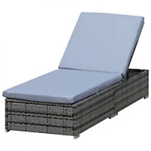Image of Outsunny Rattan Lounger 862-025 Grey