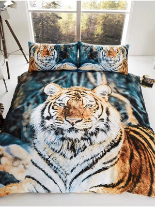 Image of Smart Living Smart Living 3D Effect Animal Polycotton Printed Duvet Cover Set in Khaki Size: King Khaki King Unisex 5051346099901