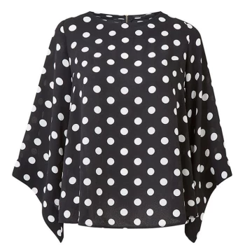 Image of Mela London Polka Dot Printed Long Sleeve Blouse - Black