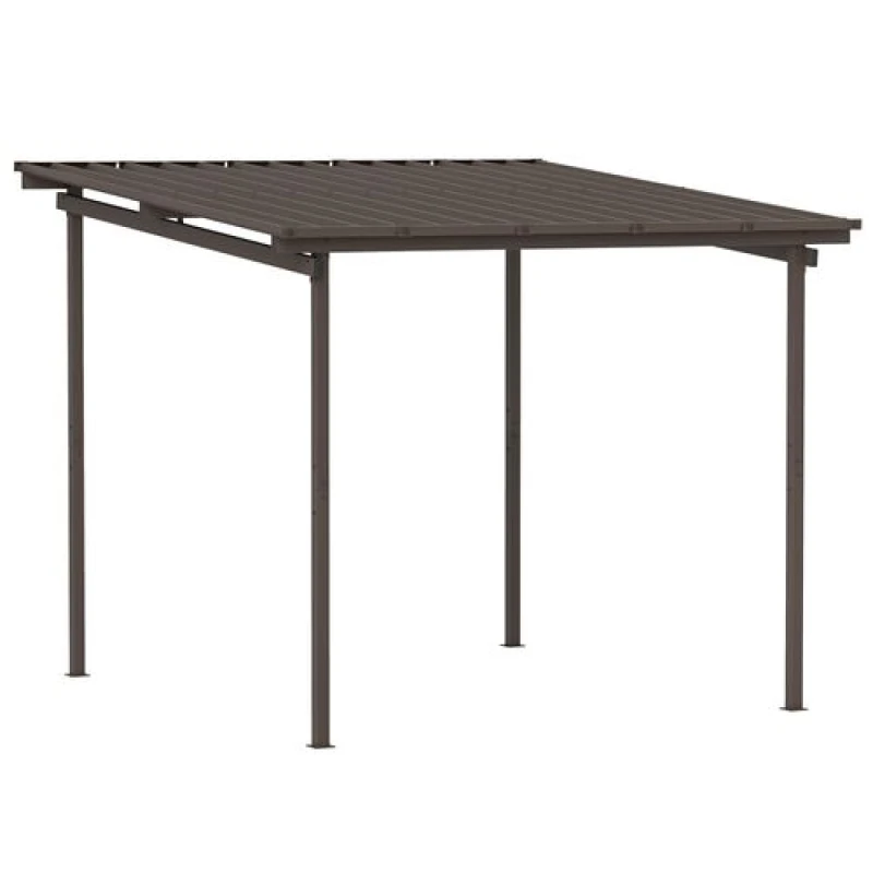 Image of Outsunny 3 x 3(m) Waterproof Metal Pergola Easy to Assemble Lean to Pergola Brown