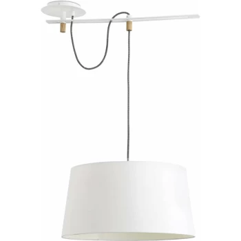 Image of Faro Lighting - Faro Fusta - 1 Light Round Ceiling Pendant White, Wood, E27