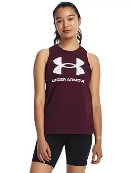 Image of Under Armour Womens Training Sportstyle Graphic Tank, Dark Red, Size S, Women