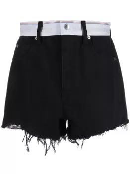 Image of ALEXANDER WANG WOMEN Logo High Rise Bite Shorts Black