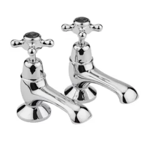 Image of Hudson Reed Black Topaz With Crosshead & Domed Collar Bath Taps - Chrome / Black