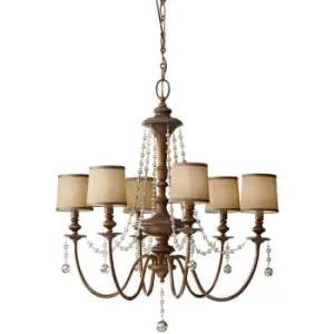 Image of Elstead Feiss Clarissa Chandelier with Shades 6x E14 Light Firenze Gold