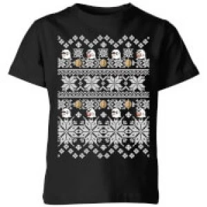 Image of Nintendo Super Mario Retro Boo Kids Christmas T-Shirt - Black - 3-4 Years
