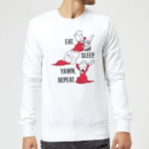 Image of Popeye Eat Sleep Yawn Repeat Sweatshirt - White - M
