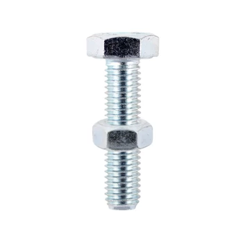 Image of M10 x 50mm BZP Hex Bolt & Nut - Pack of 2