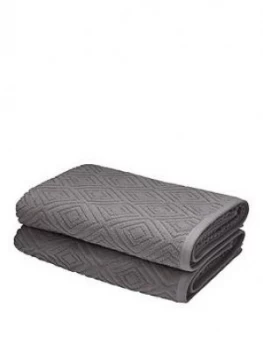 Image of Catherine Lansfield Diamond Sculpture Towel Range - Grey - Bath Sheet