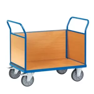 Image of Fetra Beech Veneer 3 Sided Platform Trolley 1000 x 700mm - 600kg