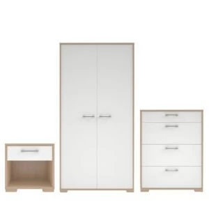 Image of Evie Matt high gloss White Oak effect 3 piece bedroom furniture set