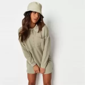 Image of Missguided Rugby Pocket Shirt Dress - Green