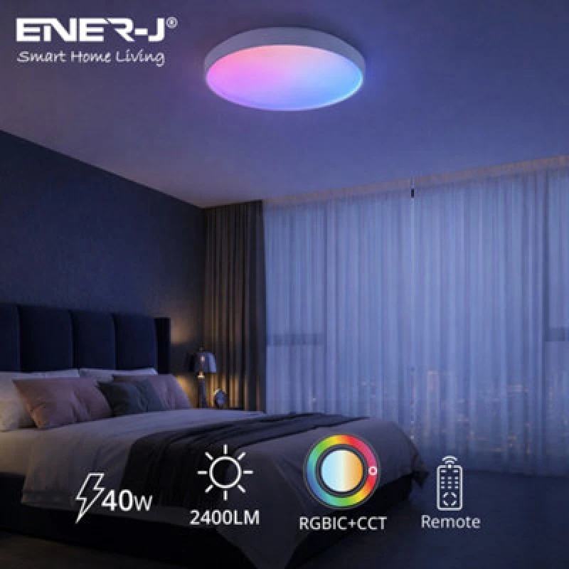 Image of Ener-J 24W Scenic Surface LED Ceiling Light 380mm Round Cct Rgbic White