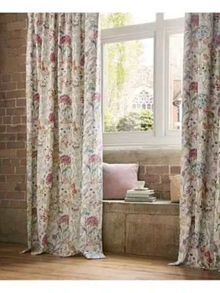 Image of Voyage Country Hedgerow Lotus Pleated Lined Curtains Multi QT9NC Unisex width: 168x183cm(66x72inches),width: 168x229cm(66x90inches),width: 229x137cm(9