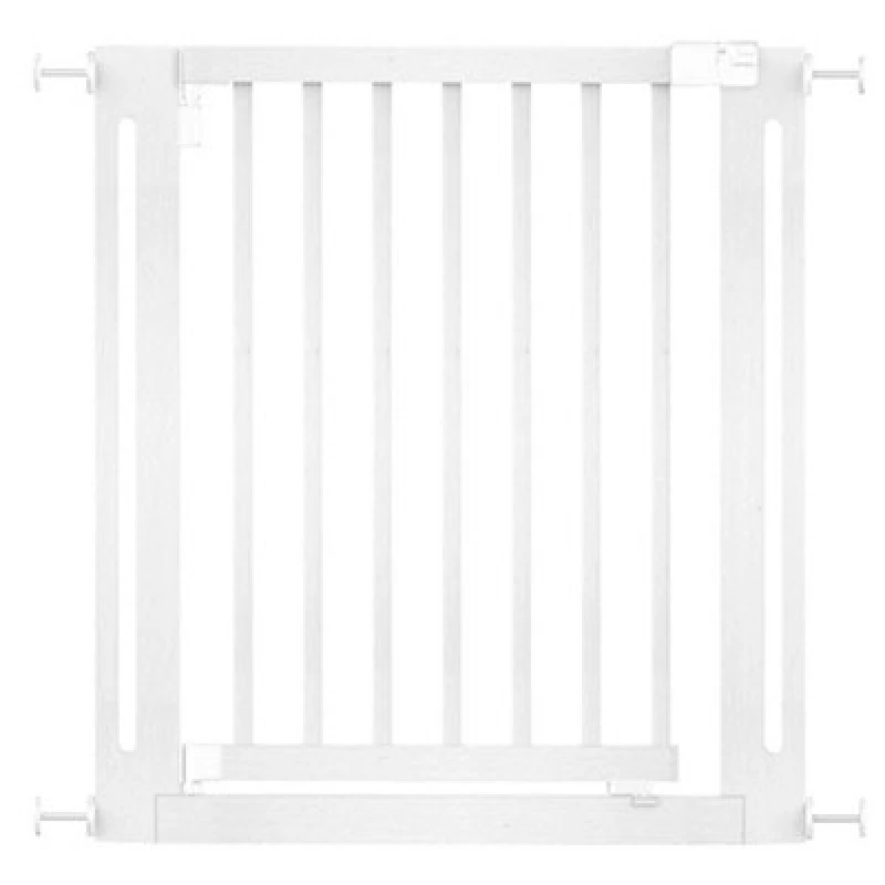 Image of Safetots Wooden Elegance Gate, White, 79Cm - 87Cm, Pressure Fit Safety Gate, 57Cm Extra Wide Doorway, Easy Installation