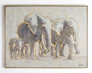 Image of Art for the Home Metallic Elephant Framed Painted Canvas