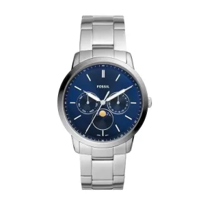 Image of Fossil Mens Neutra Moonphase Multifunction Stainless Steel Watch - Silver