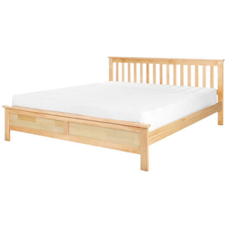 Image of Beliani Bed Pine Wood Mayenne 180 X 200 Cm (Eu Super King) Light Brown