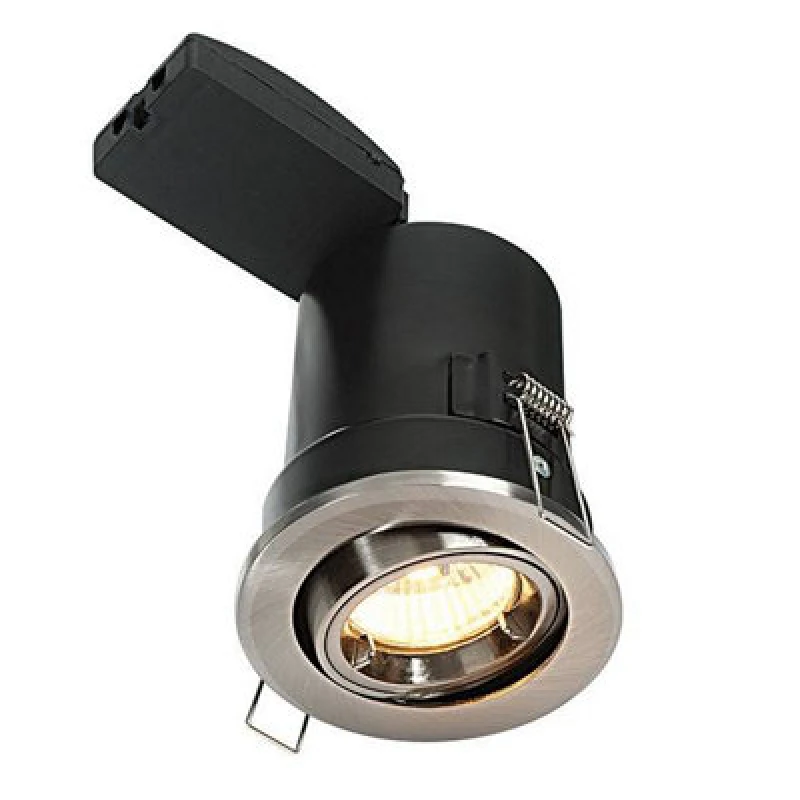 Image of Netlighting Shieldplus Fire Rated 1 Light Recessed Tilt Downlight Satin Nickel Plate GU10 Grey