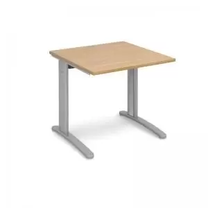Image of TR10 straight desk 800mm x 800mm - silver frame and oak top