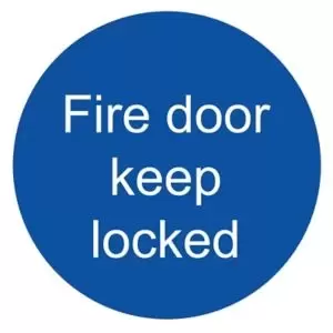 Image of The House Nameplate Company Fire Door Keep Locked Fire Information Sign, (H)100mm (W)100mm