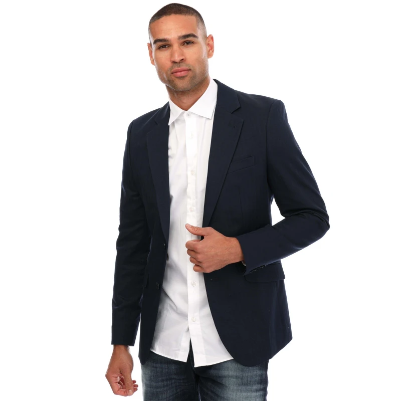 Image of Ted Baker Shakerj Slim Fit Cotton Linen Jacket - Blue Blue S
