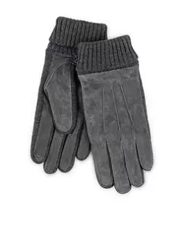Image of Totes Isotoner Suede Glove With Knit Cuff Smart Touch, Grey, Size L/Xl, Men