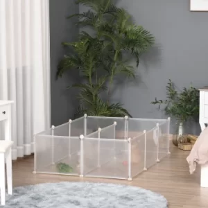 Image of PawHut Pet Playpen DIY Small Animal Cage Open Enclosure Portable Plastic Fence 12 Panels for Kitten Bunny Chinchilla Guinea Pig White