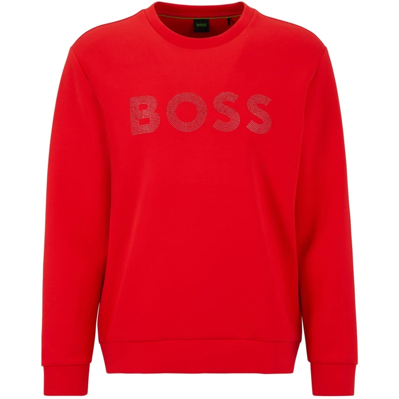 Image of Boss Mens Salbo Diamond Crew Sweatshirt Bright Red male L