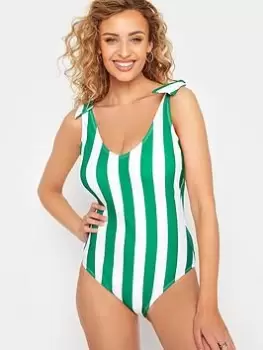 Image of Long Tall Sally Green Stripe Swimsuit, Green, Size 20, Women