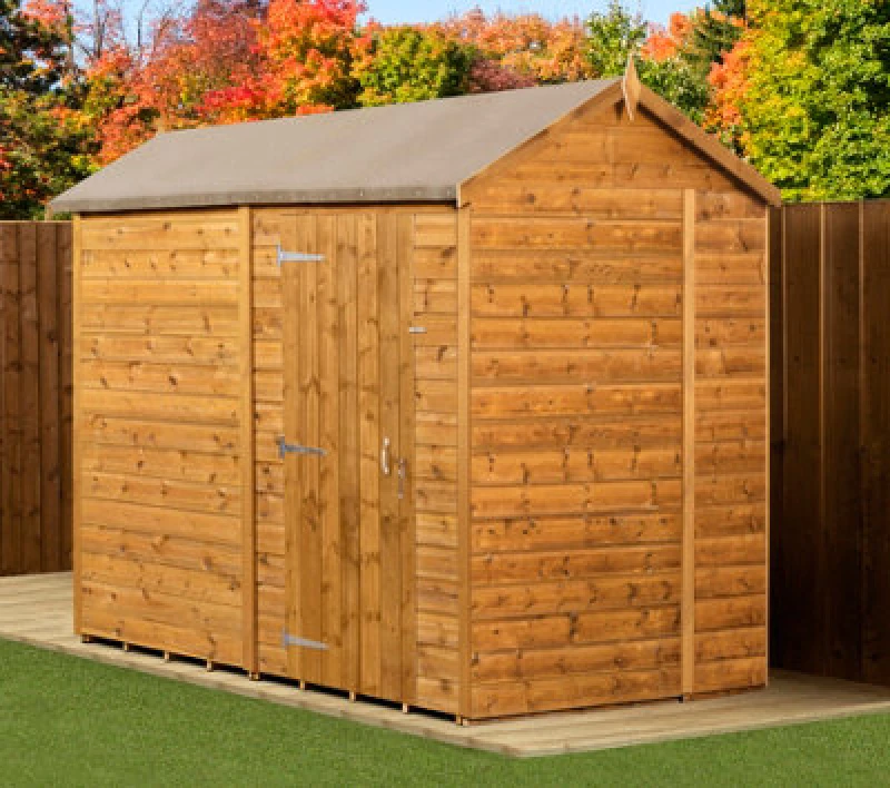 Image of Empire Sheds Empire Modular Apex 6X8 Dipped Treated Tongue And Groove Wooden Garden Shed Single Door No Windows (6' X 8' / 6ft X 8) (6X8)