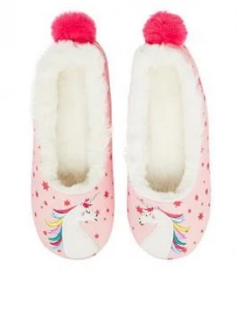 Image of Joules Girls Unicorn Ballet Slippers - Pink, Size S