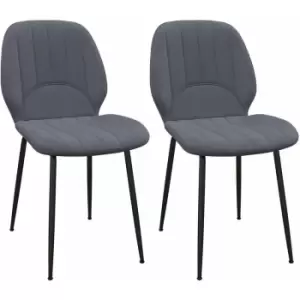 Image of HOMCOM Modern Dining Chairs Set of 2 with Padded Seat and Steel Legs, Dark Grey - Dark Grey