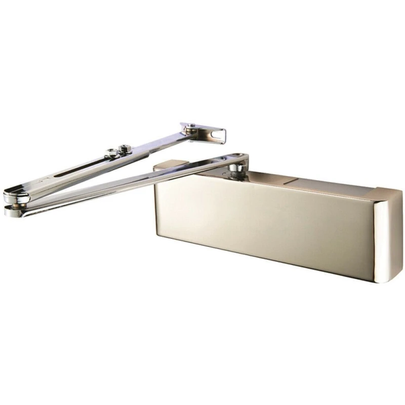 Image of Loops Full Cover Overhead Door Closer Variable Power 2 5 Polished Nickel Plated Metallics