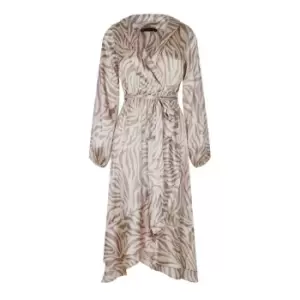 Image of I Saw It First Wrap Tie Waist Satin Midi Dress - Cream