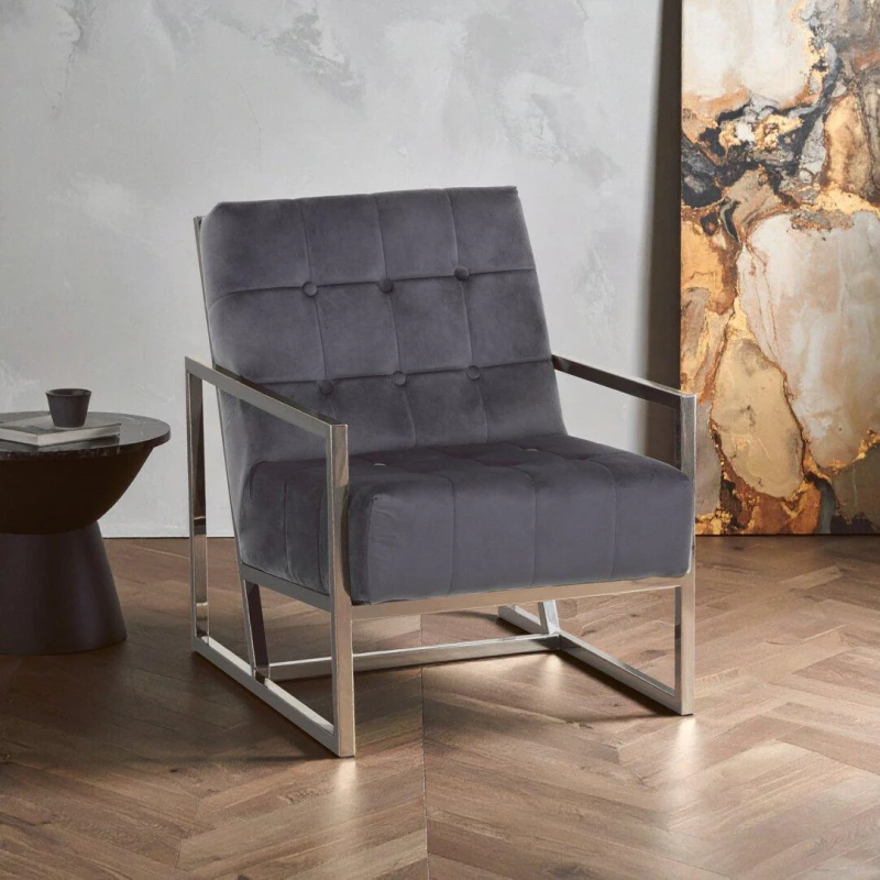 Image of Interiors by Premier Hana Grey Velvet Chair Grey unisex One Size