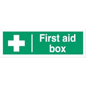 Image of Stewart Superior SP058SAV Self Adhesive Vinyl Sign 300x100mm First Aid Box
