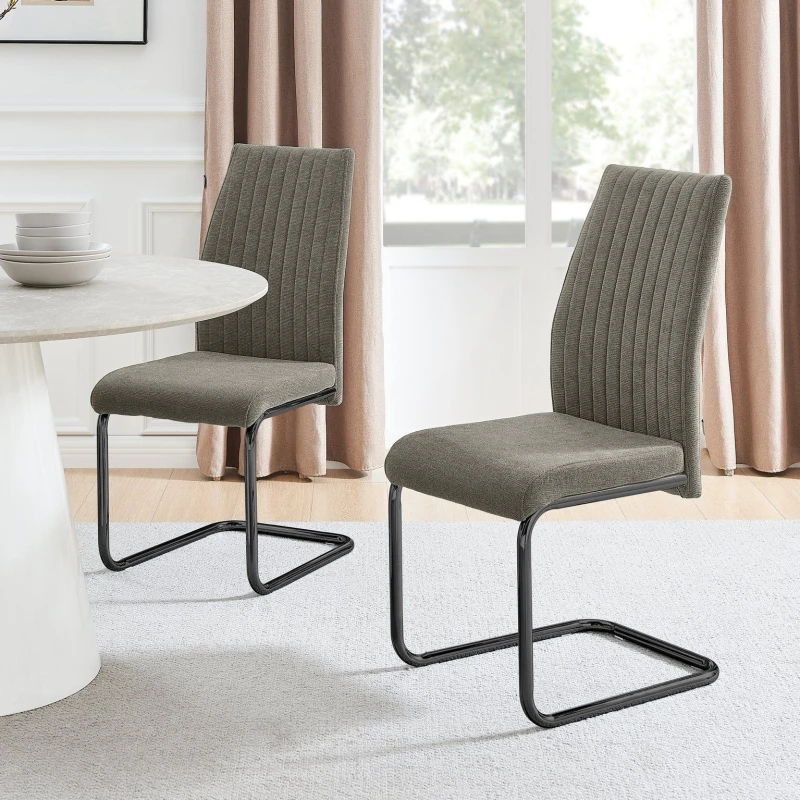 Image of FurnitureboxUK FurnitureboxUK Lorenzo 2x Fabric Black Leg Dining Chair in Grey Grey One Size Unisex 5056657188689