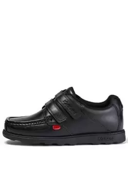 Image of Kickers Boys Fragma Double Strap School Shoes - Black, Size 13 Younger