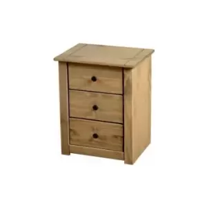 Image of Seconique Panama 3 Drawer Bedside Chest Solid Pine Natural Oak Wax Finish