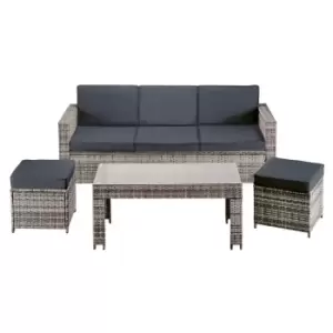 Image of Garden Gear Riviera 5 Seat Rattan Sofa Set - Dark Grey