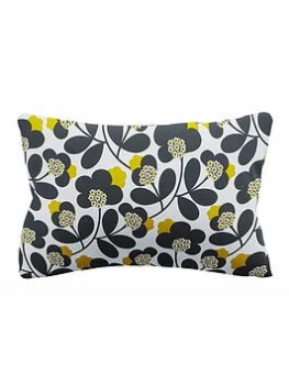 Image of Orla Kiely Japonica Flower 100% Cotton 200 Thread Count Pillowcase Pair - Graphite/Yellow