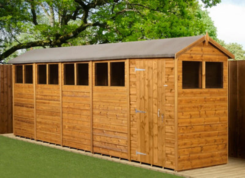 Image of Empire Sheds Empire Modular Apex 4X20 Dipped Treated Tongue And Groove Wooden Garden Shed Windows (4' X 20' / 4ft X 20ft) (4X20)