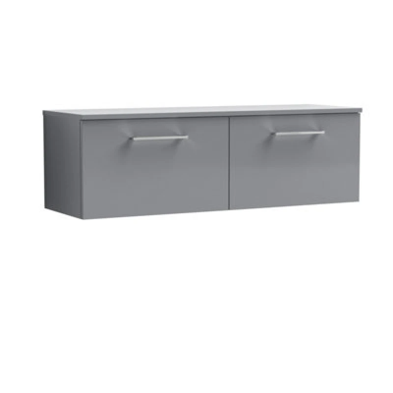 Image of Nuie Arno Wall Hung 2-Drawer Modern Vanity Unit With Satin Grey Laminate Worktop, Stylish Counter Top Vanity Unit In Satin Grey