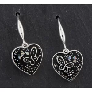 Image of Midnight Sparkle Silver Plated Teardrop Butterfly Earrings